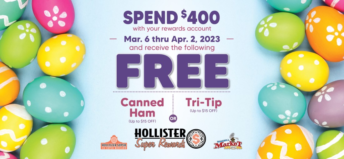 Spend $400, receive free canned ham or tri-tip.